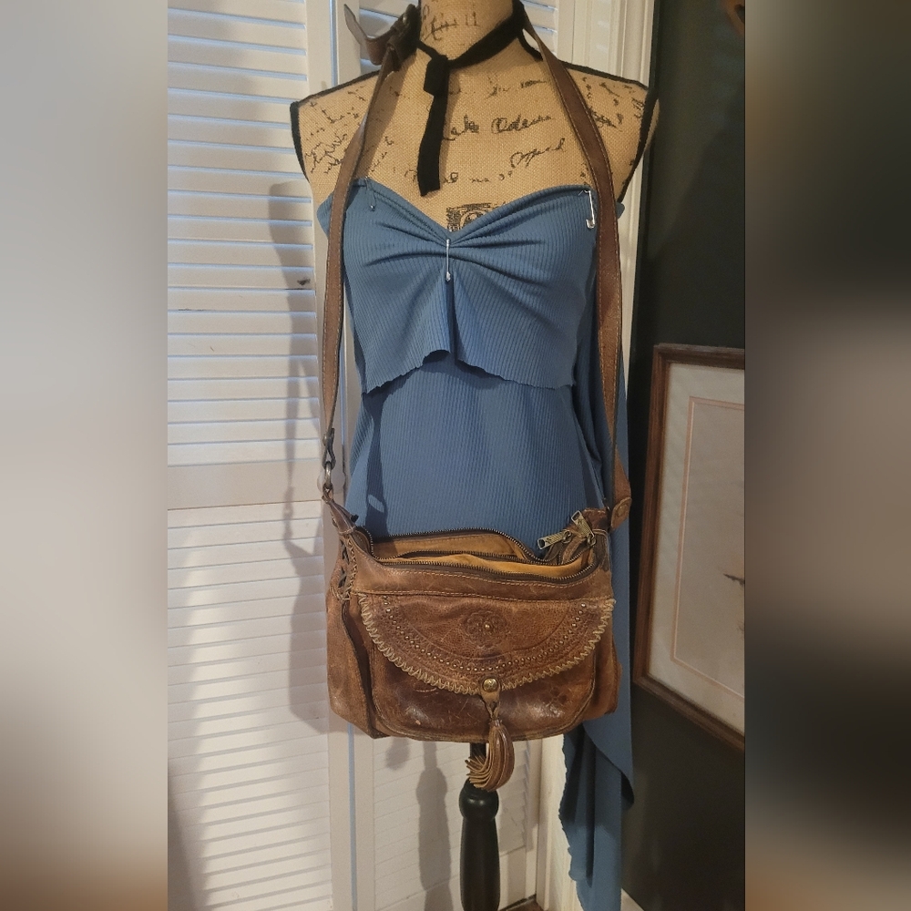 Patricia Nash Brown Leather Crossbody Bag